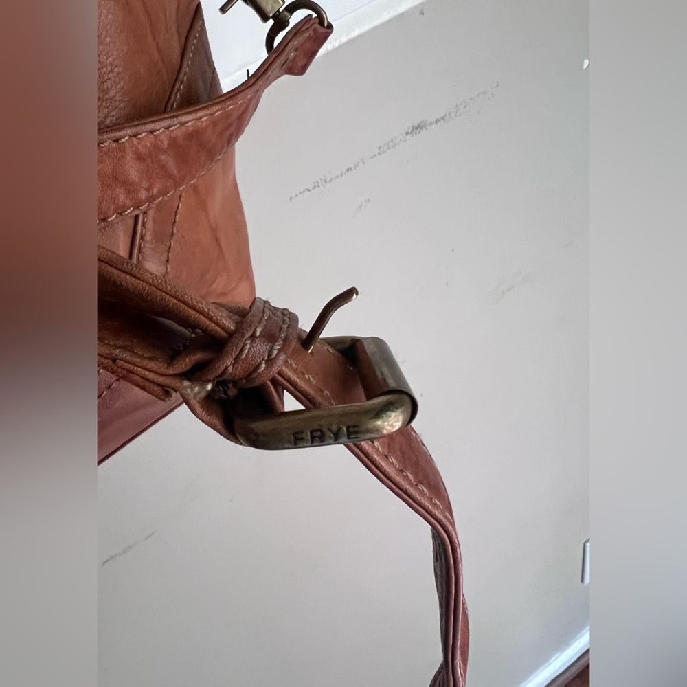 FRYE Melissa Cognac Distresses Leather Satchel - Picture 11 of 12